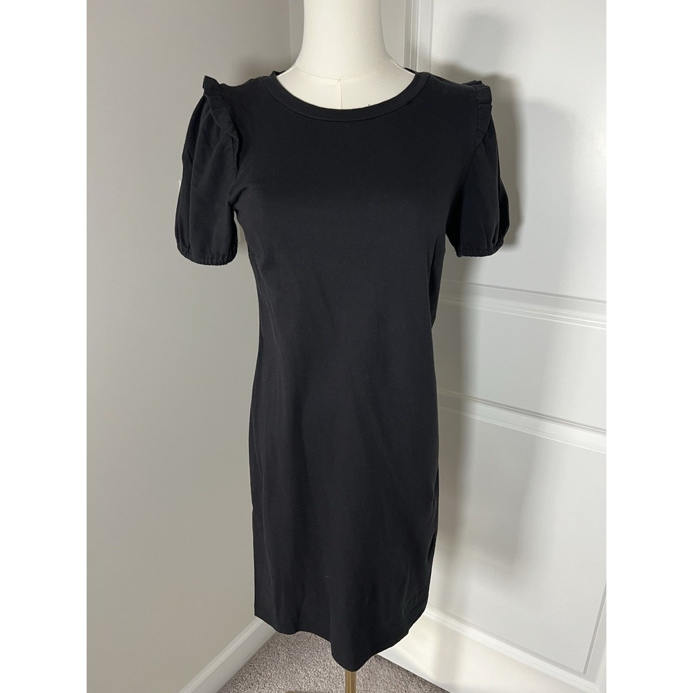 Nine West Cotton Black‎ Mini Knee Dress Size XS Ruffle Sleeve